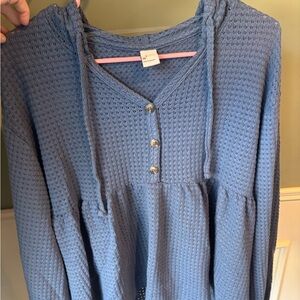 SO Blue Waffle Knit Top